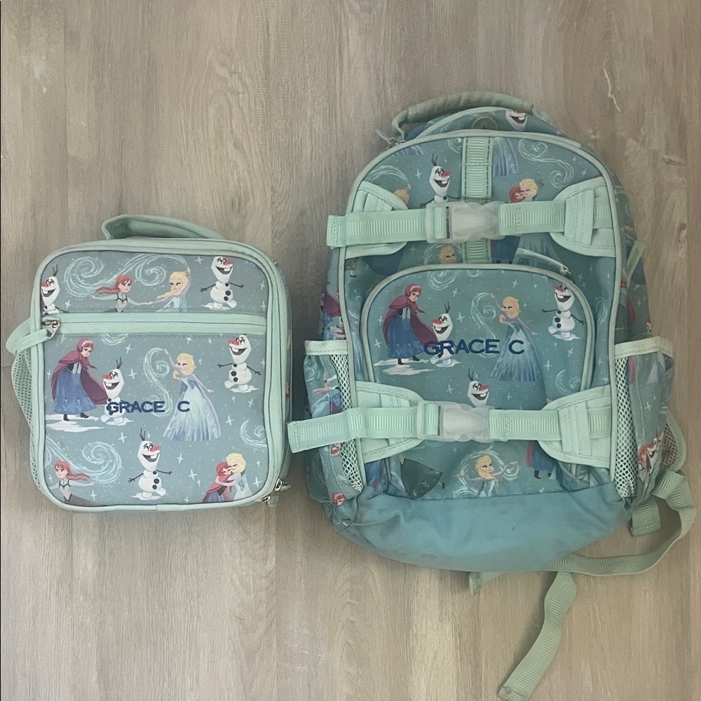 Pottery Barn Kids Frozen Small Backpack and Lunchbox Set - embroidered Grace